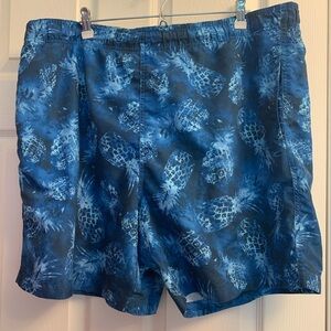 Hawaiian Authentics Blue Pineapple Print Men's Swim Shorts XLarge